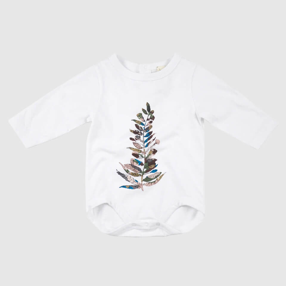 Long Sleeve Baby Onesie - Feather Tree