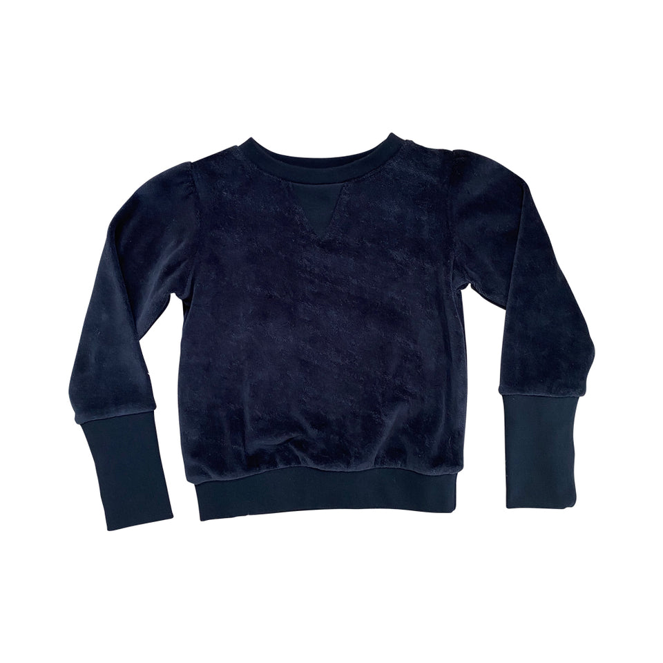 TORY VELOUR SWEATER - BLACK