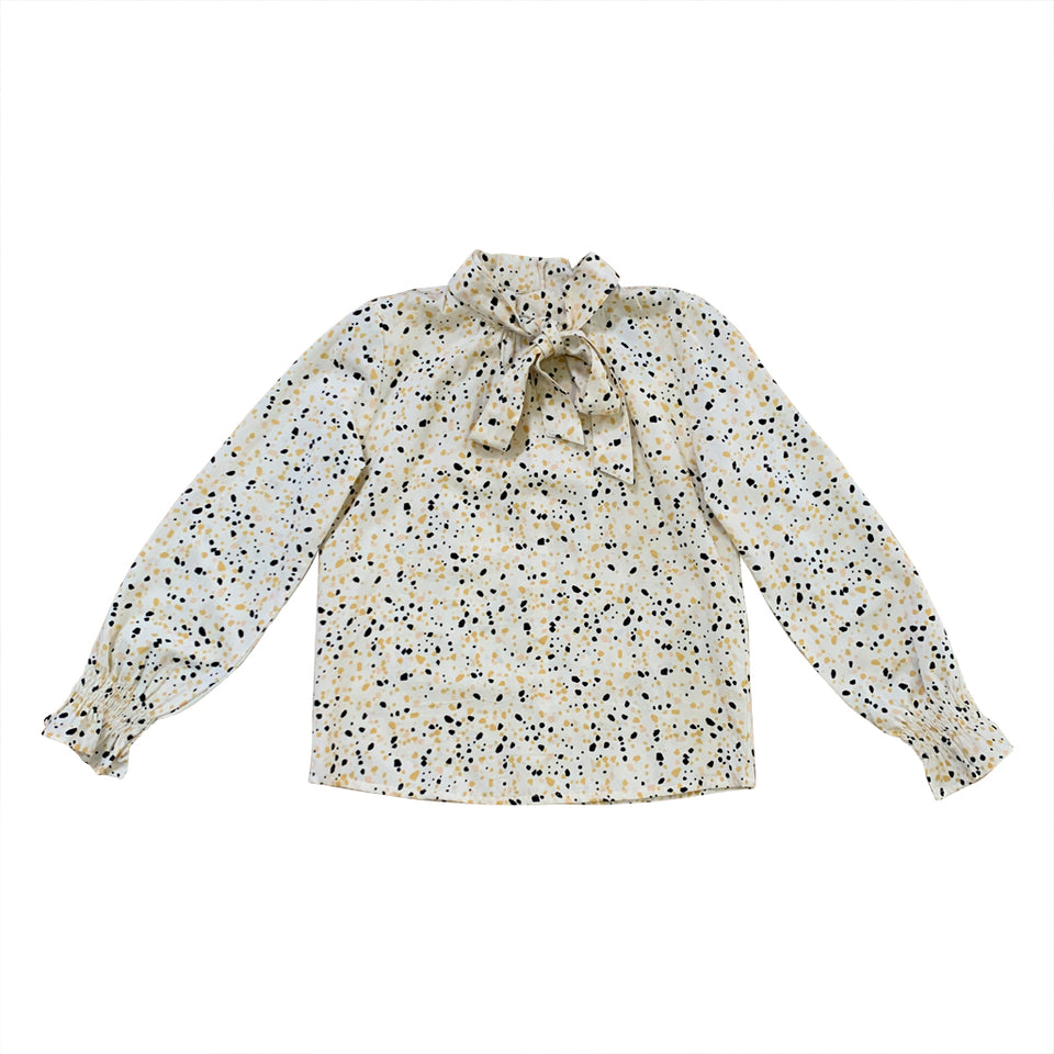 AMELIE PUSSY-BOW TIE BLOUSE - TERRAZZO PRINT