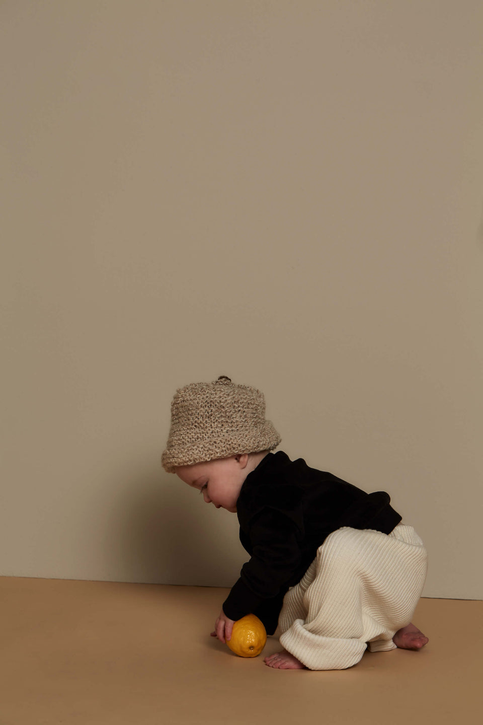 BABY WIDE LEG PANT - CHALK THICK RIB